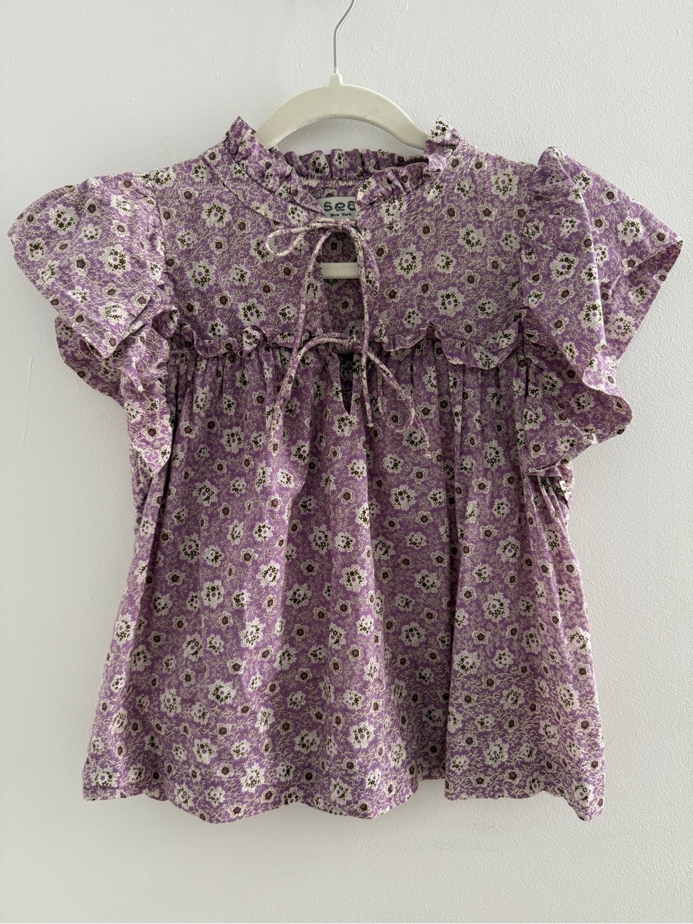 Sea New York Ida Lilac Purple Floral Blouse Size XS